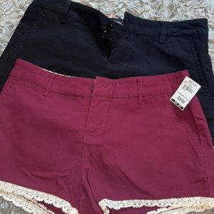 Black & maroon dress shorts